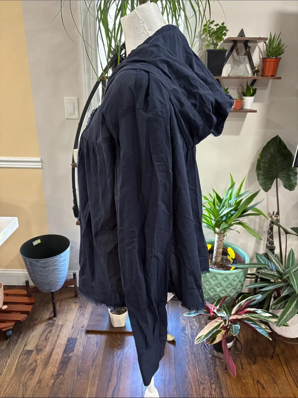 Free People breezy Button down hooded shirt size S